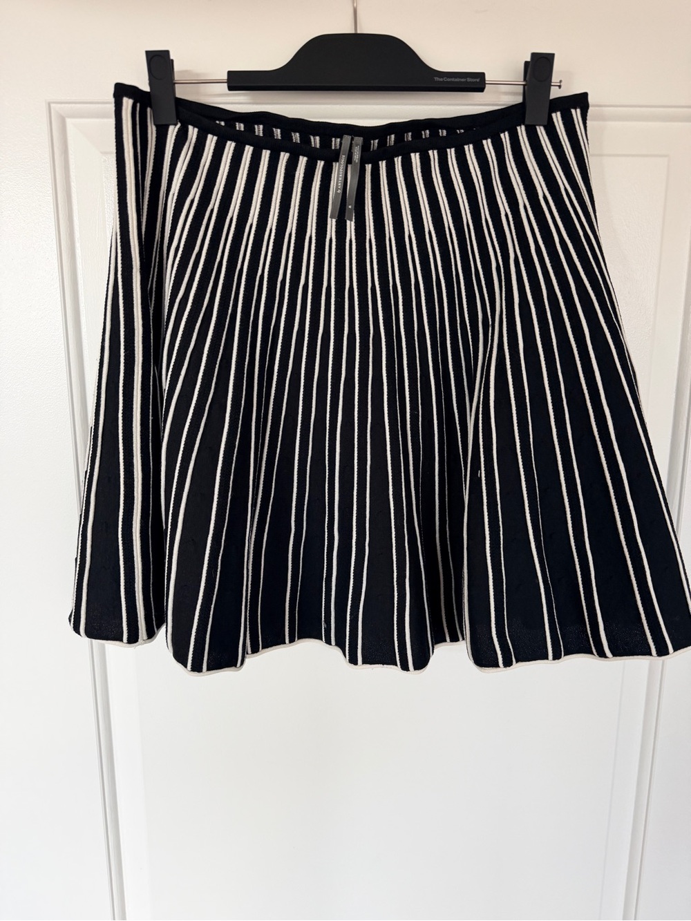 Anthropologie Black & White Vertical Stripe Skater Skirt